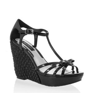 White House Black Market Black Wedge Heels 6 1/2